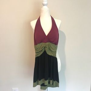 Sexy color block halter top